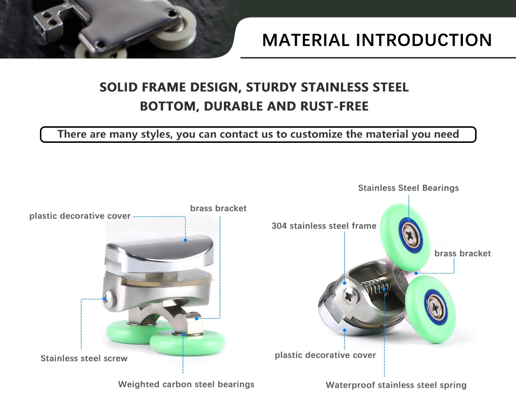 ODM/OEM Manufacturer Customizable 304 Stainless Steel POM Pok Amber Materials Double Sturdy Wheels Pulley Sliding Roller for Sliding Windows