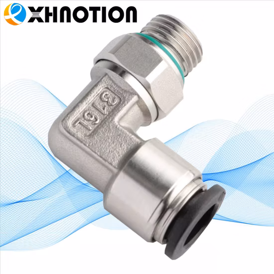 Xhnotion Empuje para conectar el conector de aire neumático del codo macho de la manga del metal del acero inoxidable SS316